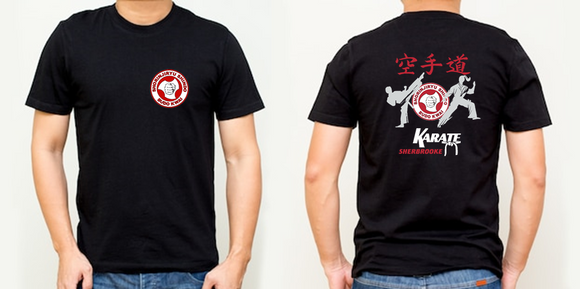 T-shirt noir - Modèle pour adultes (2 karatékas) - Shorinjiryu Shindo Budo Kwai
